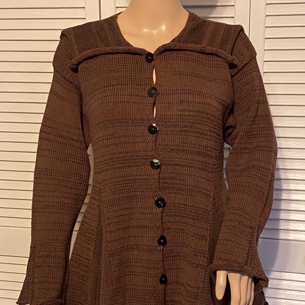 Original MED Brown Hand-knit Sweater Peplum-style